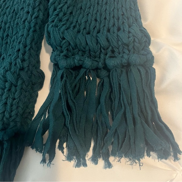 Free People Crochet Fringe Emerald Green Crop Sweater XS - Picture 11 of 15